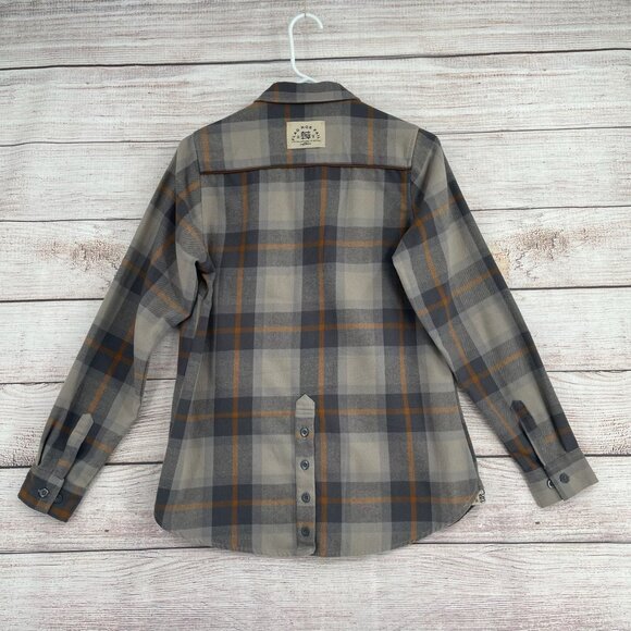 Flag Nor Fail Forever Collection Plaid Flannel Shirt Women's Medium‎ Gray/Tan - Picture 2 of 12